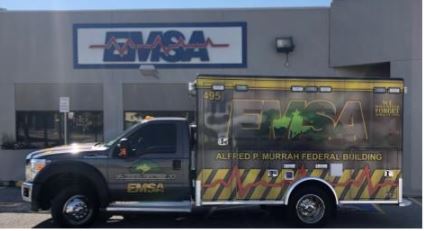 EMSA ambulance honoring bombing survivors