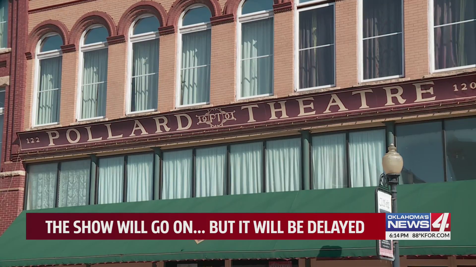 Sign for the historic Pollard Theatre in Guthrie