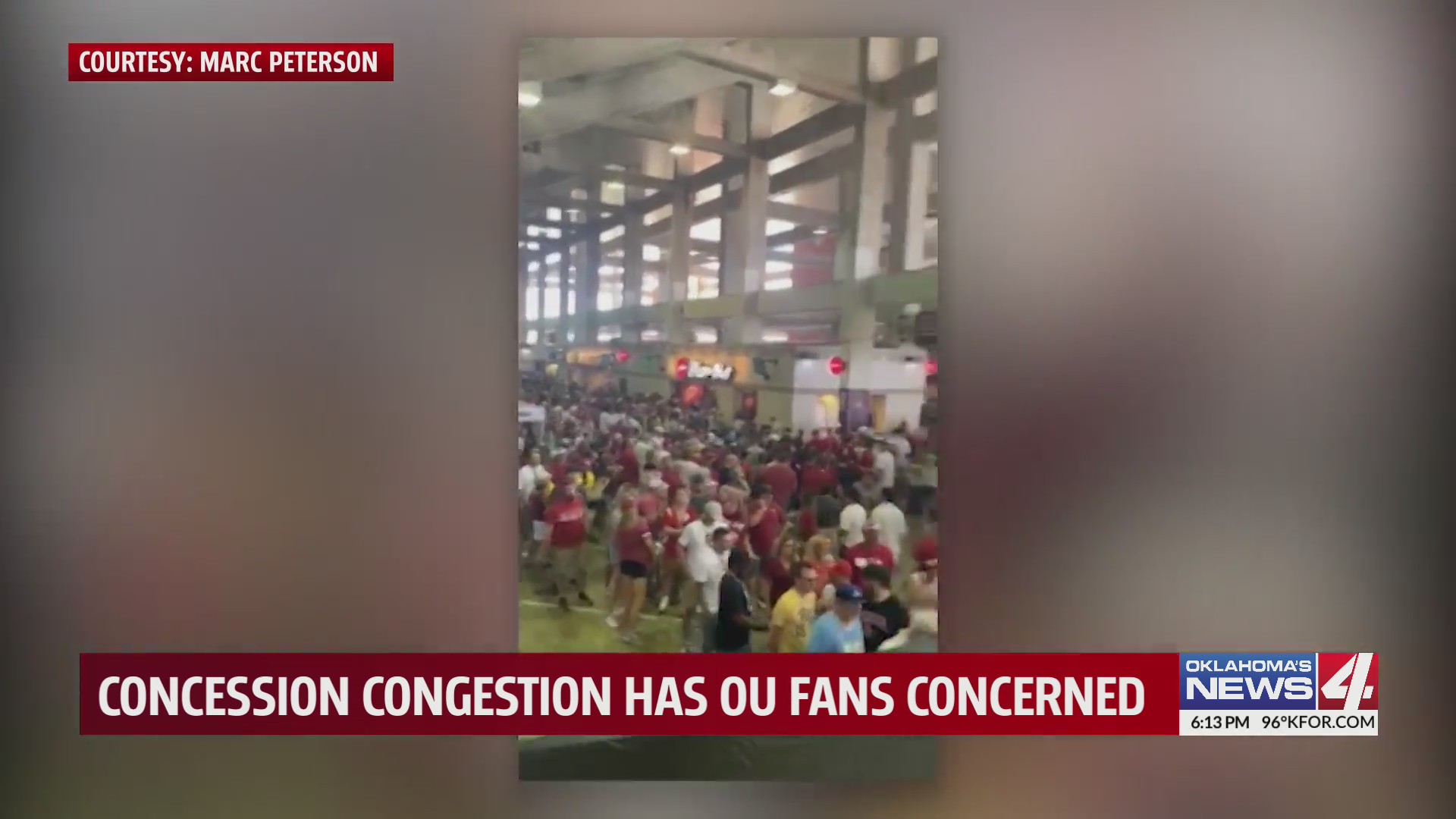 video shows long lines at OU stadium concession stands during their game against nebraska