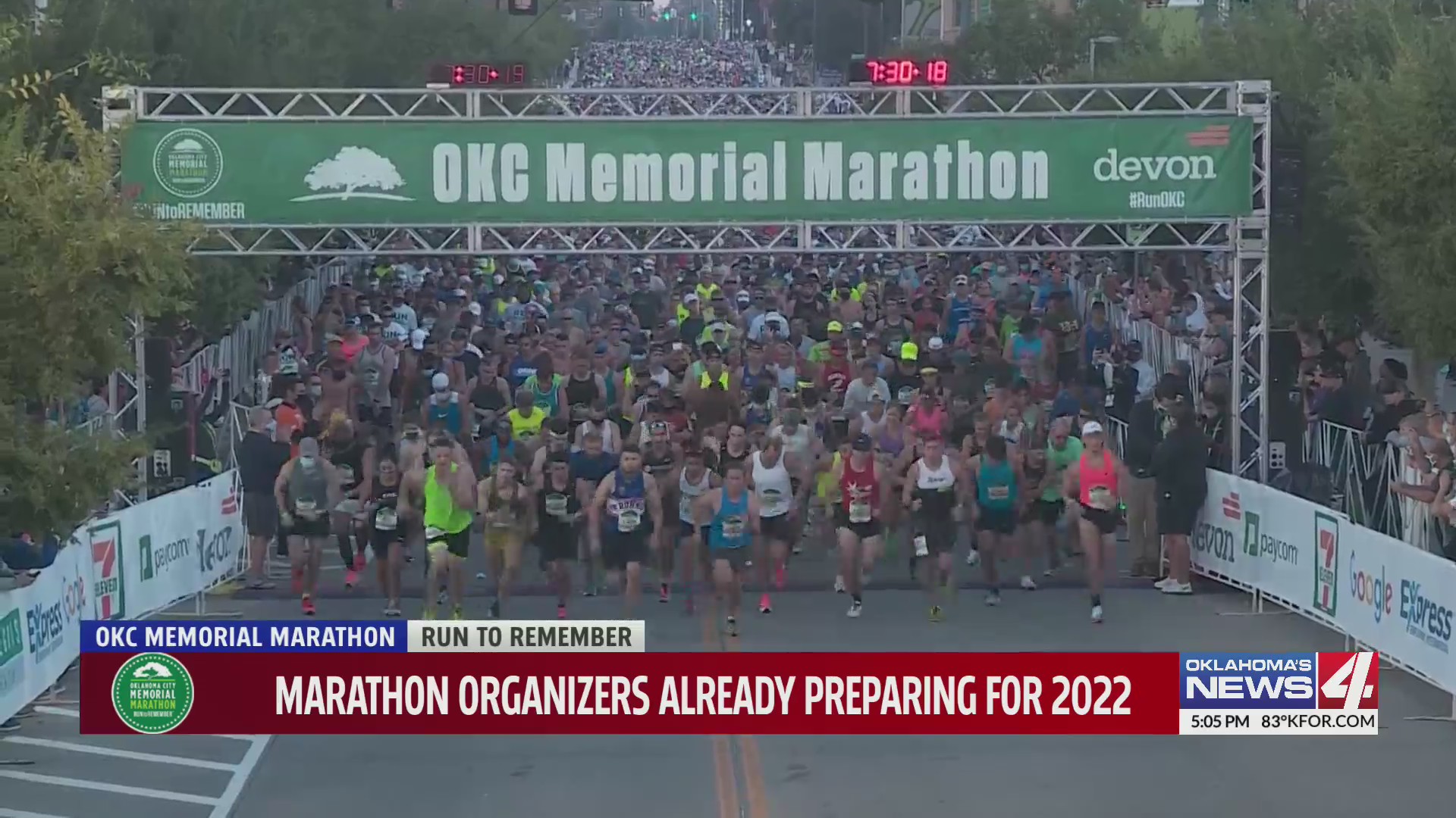Runners start the Oklahoma City Memorial Marathon