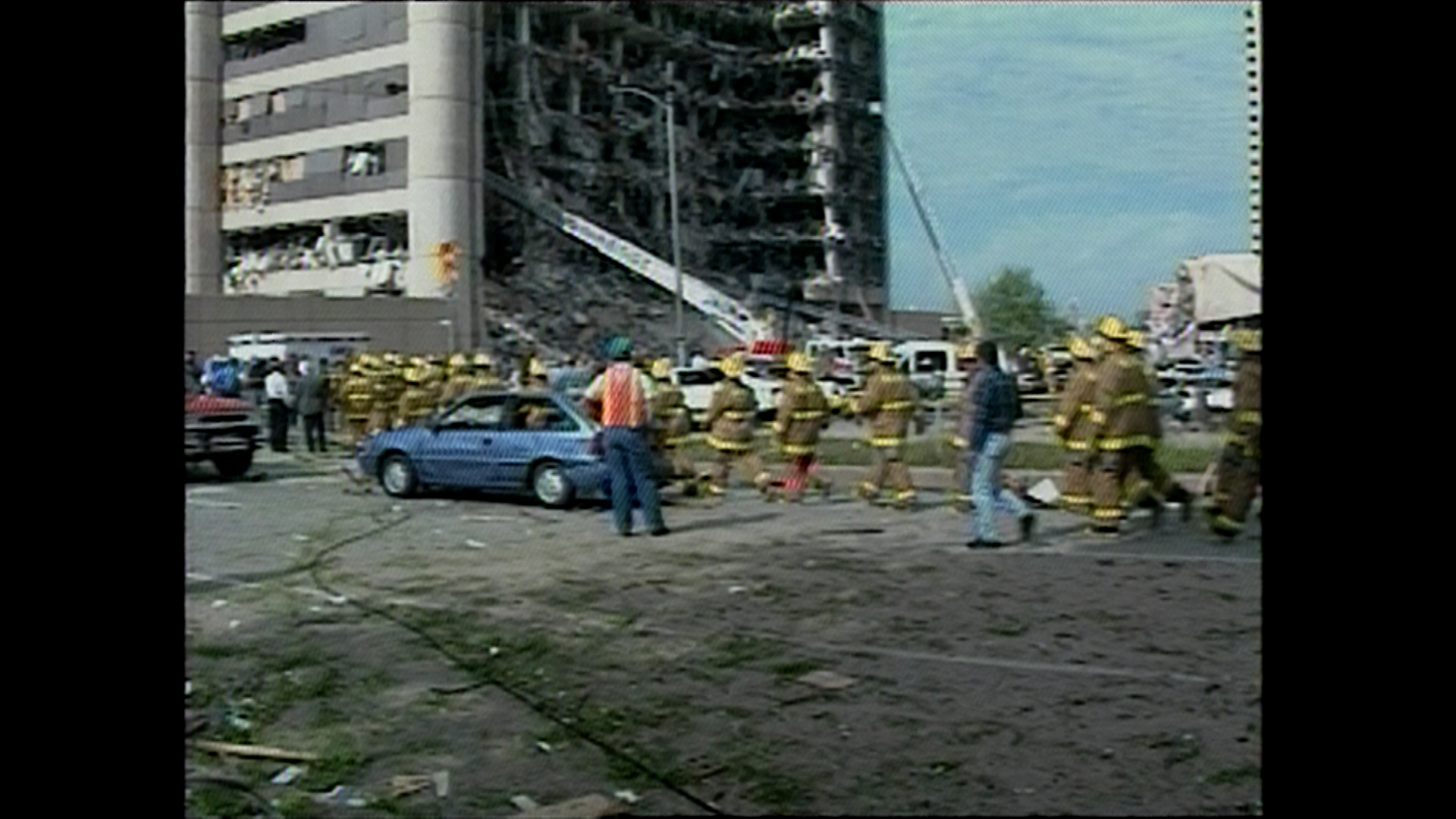 Firefighters at the Oklahoma City bombing in 1995