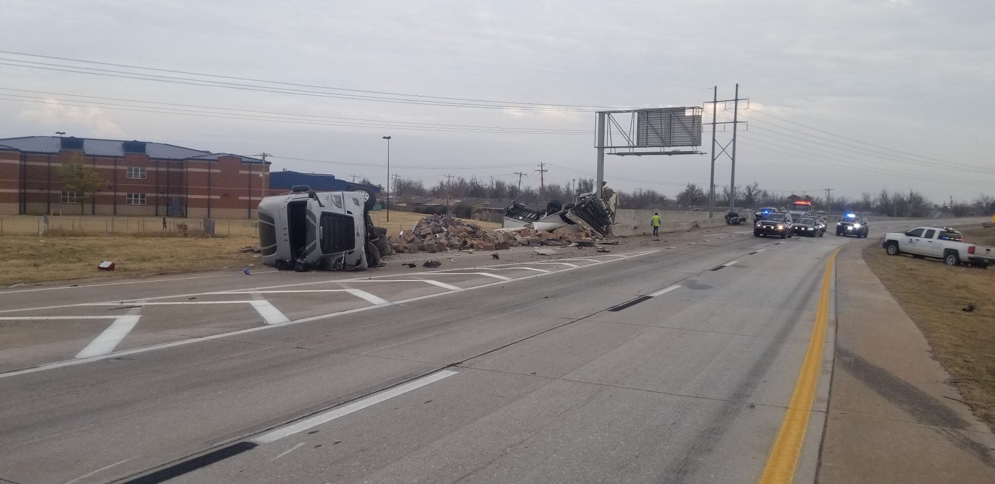 Semi driver arrested on DUI suspicion following tip over